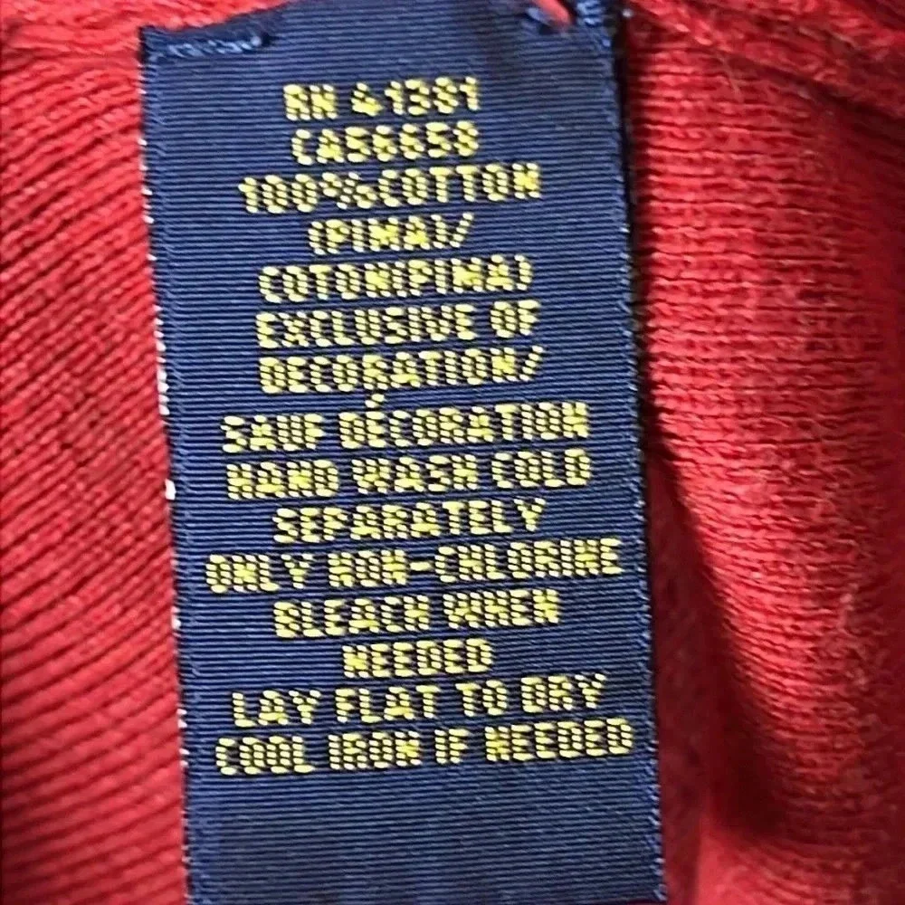 Polo‎ Ralph Lauren Men Red Pima Cotton V-Neck Sweater L LS Embroidered Pony Fall